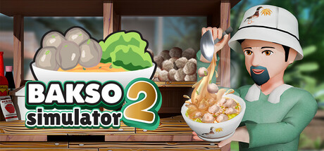 Bakso Simulator 2 gameplay screenshot showing Rabas managing his bakso restaurant in an Indonesian village
